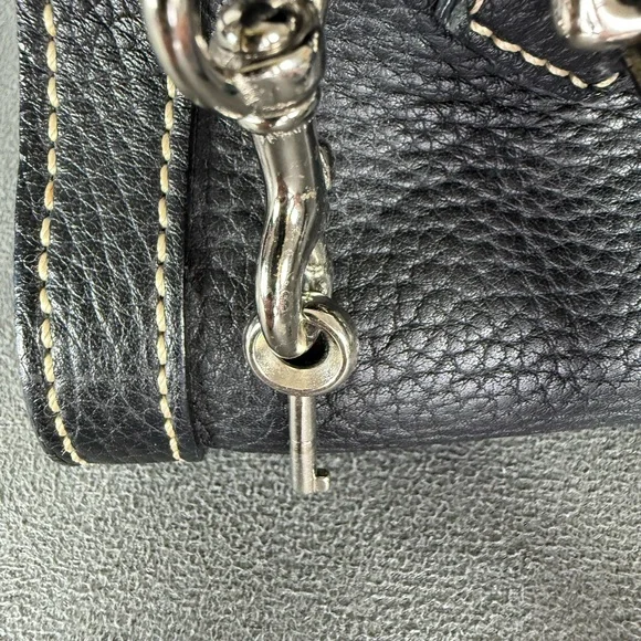 Dooney and Bourke Black Pebbled Leather Satchel with Key Lock and Duck Charm - Picture 6 of 12